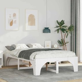 vidaXL Cadru de pat de podea Alb 140 x 190 cm Lemn masiv de pin