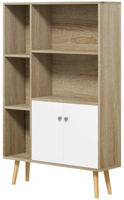 HOMCOM Bibliotecă scandinavă mobilier de depozitare dim. 80L x 23,5l x 123H cm 5 nișe ușă placard 2 picioare subțiri inclinate | Aosom Romania