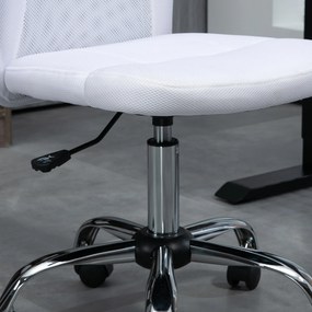 Vinsetto Scaun de birou ergonomic înălțime reglabilă picior cromat pivotant 360° îmbrăcăminte plasă albă | Aosom Romania