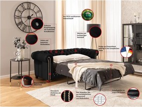 Canapea neagră extensibilă cu tapițerie din catifea 203 cm York Blik – Ropez