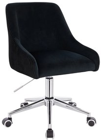 HR920K Scaun Neagră din Catifea cu Bază Cromata