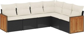 vidaXL Set mobilier de grădină cu perne, 6 piese, negru, poliratan