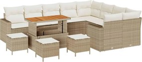 vidaXL Set de canapele pentru grădină 14 pcs Bej și crem poliratan