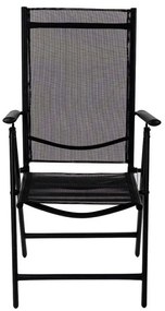 Scaun metalic pliabil Muhler 1005248, 7 pozitii, Spatar si scaun din material textil, Negru