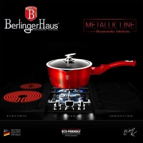 Oală marmorată 16 cm cu capac, 1.2 L Berlinger Haus BH 1525N, Burgundy Metallic Line, antiaderentă
