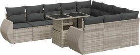 vidaXL Set canapele de grădină cu perne, 11 piese, gri, poliratan