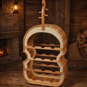 Suport sticle vin din lemn, forma vioara, pentru 5 8 12 28 sticle