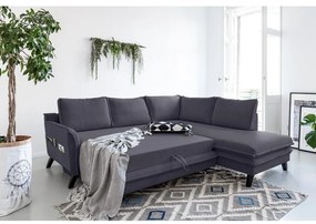Colțar extensibil cu șezlong pe partea dreaptă Miuform Charming Charlie L, gri antracit