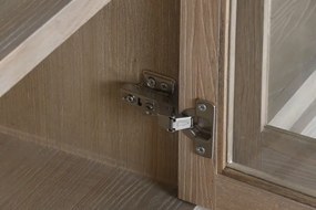 Bufet din lemn masiv de hevea cu 4 uși vitrate, finisaj natur, „Clarmont”