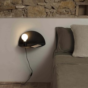 Aplica perete moderna cu raft NIT neagra stanga 01004