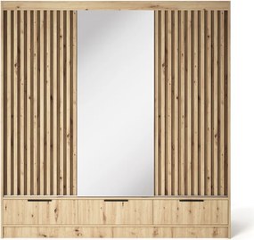 Dulap cu uși glisante Voodi III, 180x60x204 cm – Stejar Artisan