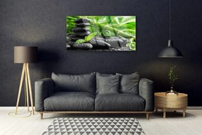 Tablouri acrilice Bamboo Pietre Floral Verde Negru