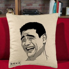 Perna Decorativa Yao Ming Meme, 40x40 cm, Bej, Husa Detasabila, Perna Inclusa, BEKZ®
