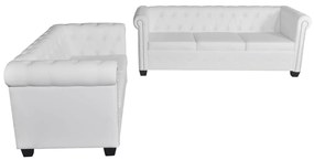 272250 vidaXL Canapea Chesterfield cu 2 și 3 locuri, piele ecologică, alb