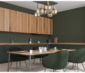 Lustră aplicată SOMA 6xE27/60W/230V negru/auriu/bej fumuriu