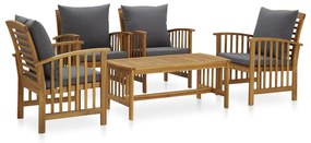 3057982 vidaXL Set mobilier grădină cu perne, 5 piese, lemn masiv de acacia