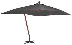 44491 vidaXL Umbrelă suspendată cu stâlp din lemn, antracit, 400 x 300 cm