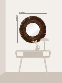 Oglindă de perete din fibre de palmier, Ø100 cm, "Eclat Naturel"