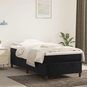 3144659 vidaXL Pat box spring cu saltea, negru, 90x200 cm, catifea