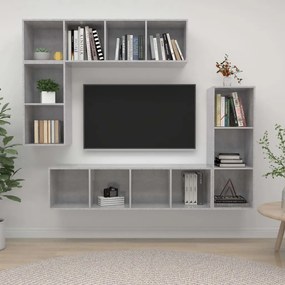 vidaXL Set dulap TV, 4 piese, gri beton, lemn prelucrat