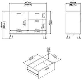 Comodă albă-în culoare naturală cu aspect de lemn de stejar 99x73x39 cm Ikast – Tvilum