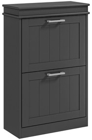 HOMCOM Dulap pentru Pantofi cu 2 Sertare pentru 10 Perechi de Pantofi, Mobilier cu Raft Reglabil, 54x24x82,5 cm, Negru | Aosom Romania