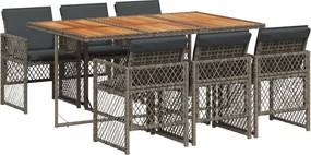 vidaXL Set mobilier de grădină cu perne, 7 piese, gri, poliratan