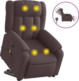 vidaXL Fotoliu electric masaj rabatabil cu ridicare maro închis textil