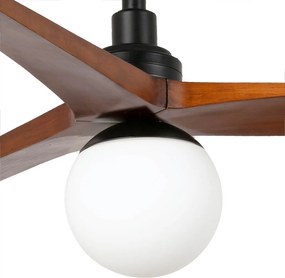 Lustra cu Ventilator smart sistem TUYA si telecomanda KLIM S 92,5cm, negru/ nuc