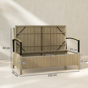 Outsunny Bancă de Depozitare 125L cu Pernă Confortabilă, din Metal, 123x70x82 cm, Bej | Aosom Romania