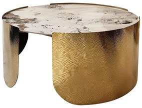 Masa de cafea Coccodrillo L marmura alba/auriu ø90/h42 cm