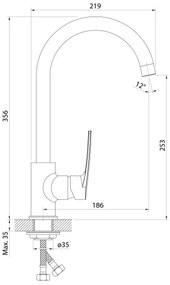 Samona - baterie pentru chiuvetă KORANA, 35,6 cm, crom lucios
