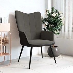 327810 vidaXL Scaun de relaxare, gri închis, catifea și PVC