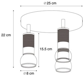 Spot rotund de plafon bronz închis, rotund, cu 3 lumini, reglabil - Veerle