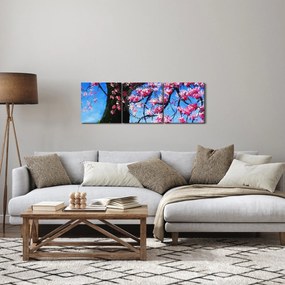 Tablou - Cireș înflorit - pictură (cu ceas) (90x30 cm)