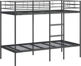 vidaXL Pat supraetajat fără saltea negru 90x200 cm oțel