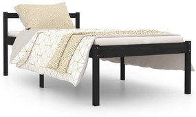 810583 vidaXL Cadru de pat single, negru, 90x190 cm, lemn masiv de pin