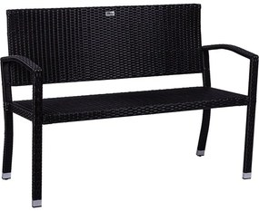 STILISTA Bancă de grădină din poliratan, 122 x 52 cm, negru