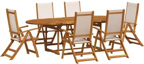 vidaXL Set mobilier de grădină, 7 piese, lemn masiv acacia/textilenă