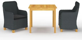 vidaXL Set de masă pentru grădină, 3 piese, gri închis