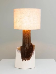 Lampa de masa din ceramica, cu abajur din in, Ecume des Roches