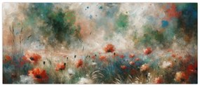 Tablou – Abstracție de câmp cu maci (120x50 cm)