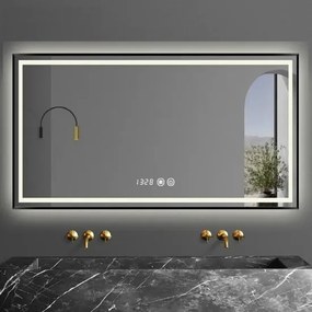Oglinda Led Si Touch Cu Functie Dezaburire,120X80cm, Elit's, EsnJ45, Rama Neagra