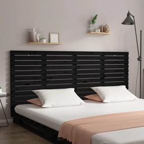 824707 vidaXL Tăblie de pat pentru perete, negru 186x3x91,5 cm lemn masiv pin