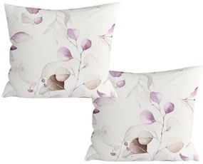 Set 2 bucati huse decorative pentru perna din microfibra FLORANY 45x45 cm, alba