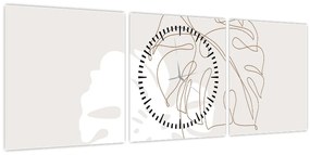 Tablou - Linia de artă monstera N⁰2 (cu ceas) (90x30 cm)