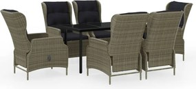 vidaXL Set mobilier pentru grădină, 7 piese, maro