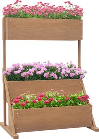 Outsunny Jardinieră pe picioare ridicată 3 niveluri cu inserții de irigare și fetru de drenaj din lemn pentru exterior | Aosom Romania