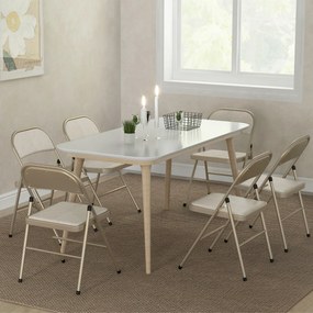 HOMCOM Set de 6 Scaune Pliabile din Metal, Scaune Pliabile din Interior cu Șezut Tapițat din Piele PU și Spătar Deschis | Aosom Romania