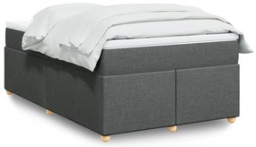 vidaXL Pat box spring cu saltea, gri închis, 120x200 cm, textil